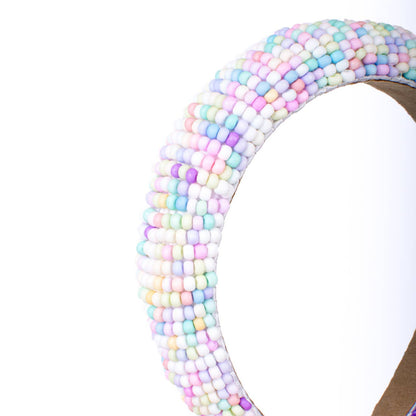 Bead Padded Headband in White- Accessories