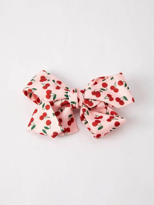 Cherry Bow Hairpin in Pink- Girls Hair Accessories