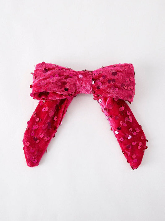 Girls Sequin Bow in Hot Pink- Accessories