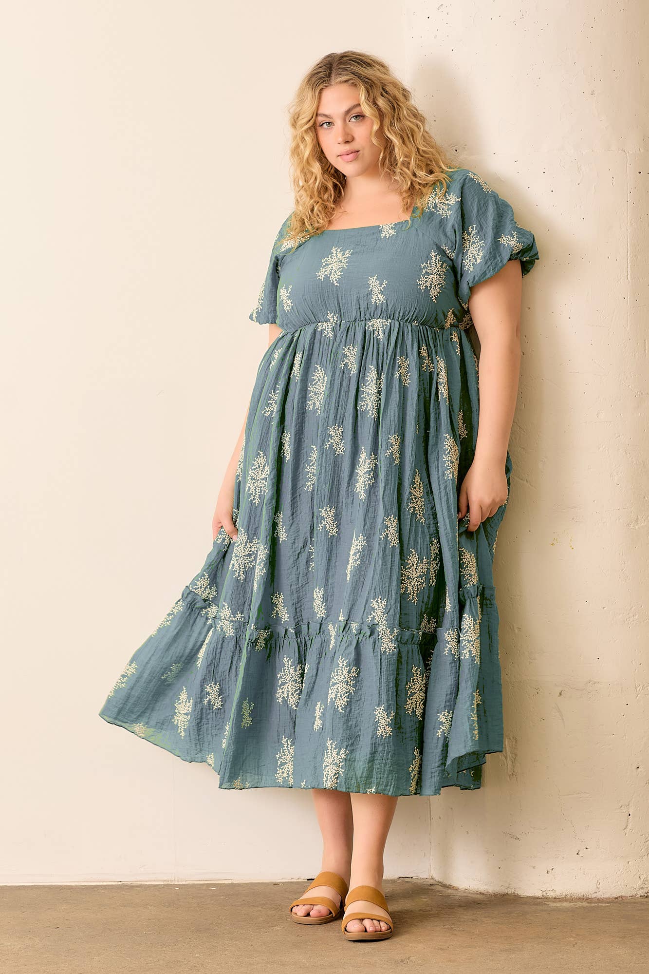 Grace Dress in Dusty Blue- Plus (1X-3X)