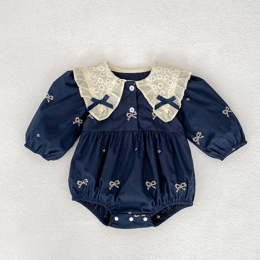 Juniper Romper in Navy Blue- Infant Girls (6M-24M)