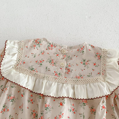 Rosie Pearl Romper Set in Vintage Floral- Infant (6M-24M)