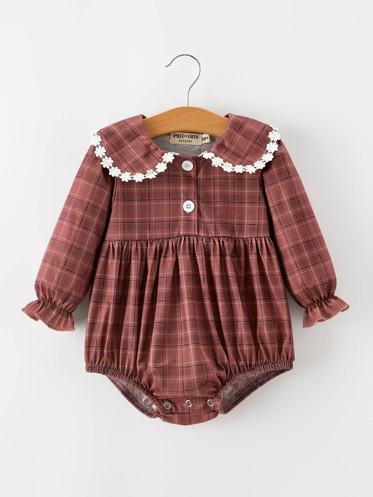 Prairie Rose Romper in Brown- Infant Girls (3M-18M)