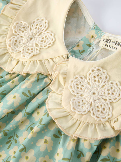 Linnea Romper with Matching Headband in Spring Floral- Infant (3M-18M)