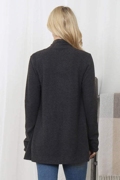 Sweater Brush Cardigan in Charcoal 2Tone- Misses (S)