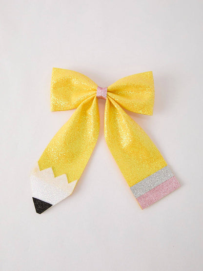 Back to School Sequin Bow in Yellow- Girls Hair Accessories