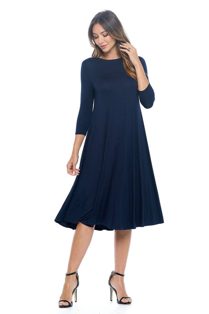 Swing Trapeze Dress in Navy- Misses (M-XL)