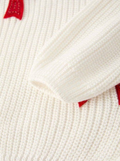 Bow Sequins Sweater in Ivory- Girls (2-8/9)