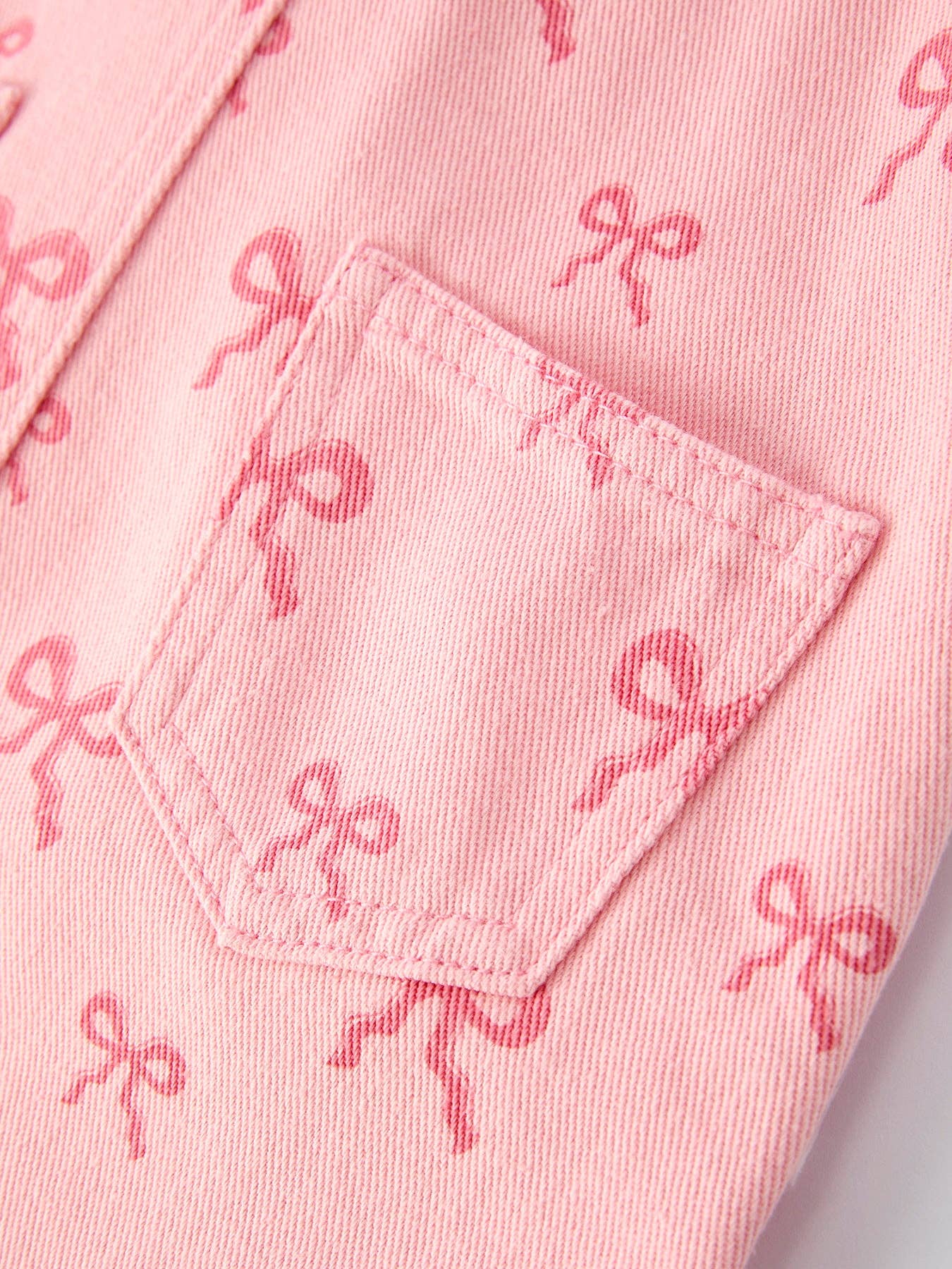 Bow Overall Dress in Pink- Girls (2-7)