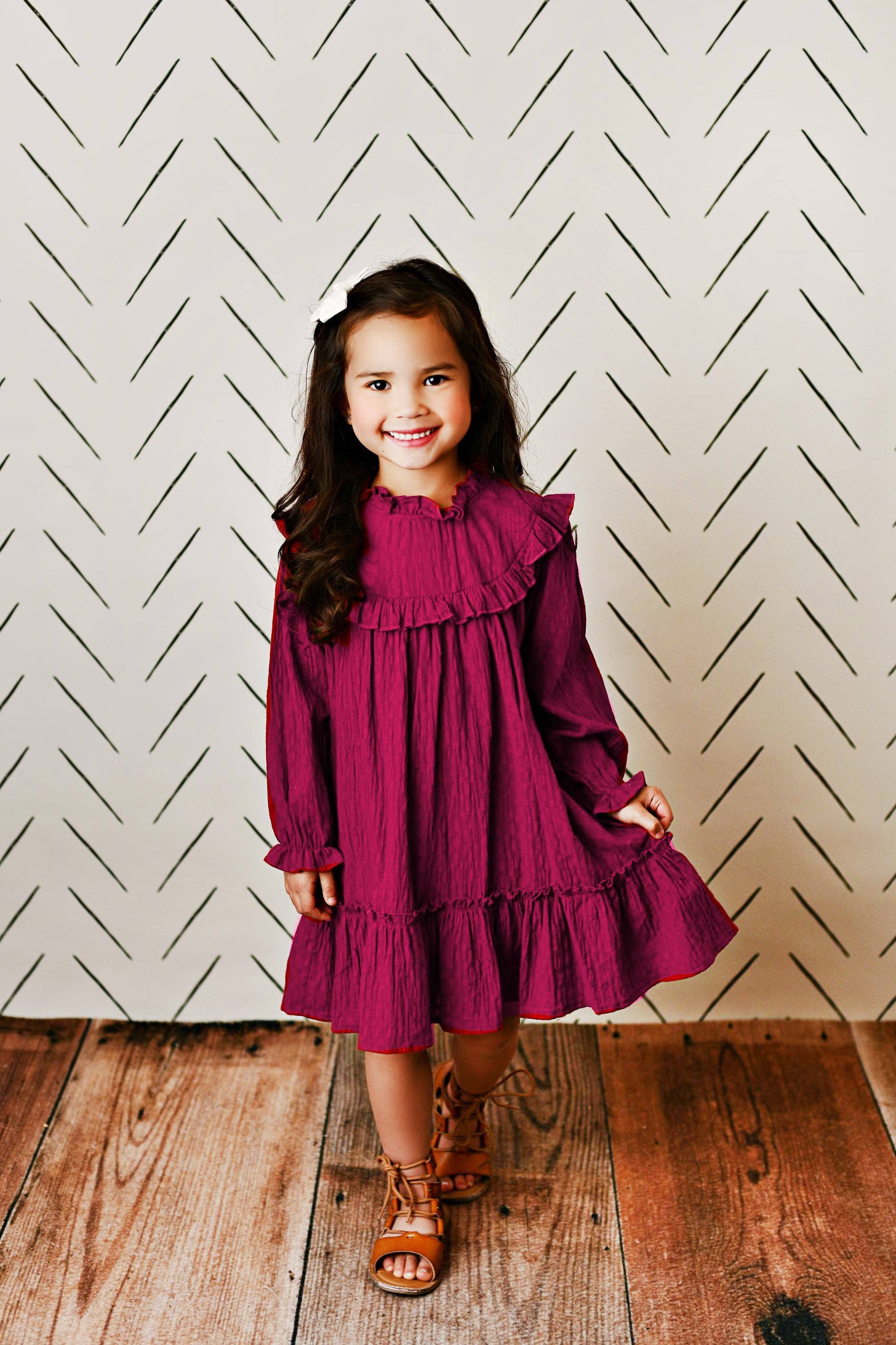 Daniela Dress in Plum- Girls (7/8) Plum / 7/8 Daniela Dress in Plum- Girls (7/8) Plum / 7/8