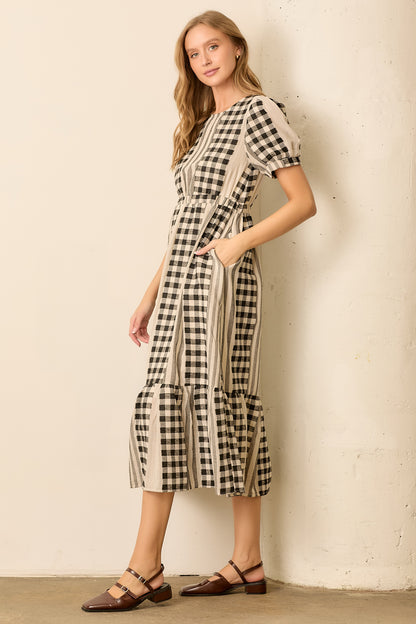 Junie Dress in Black/Ivory- Misses (S-L)
