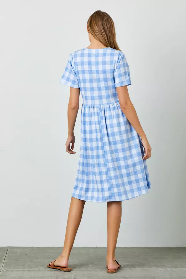 Skye Dress in Blue Multi- Plus (1X-3X)