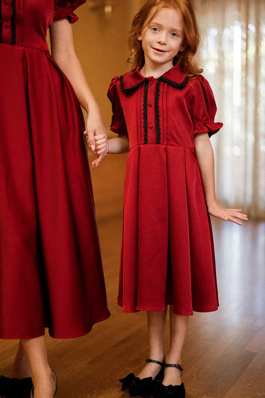 *PREORDER* Mini Sophia Dress in Garnet- Girls (2T-13/14)