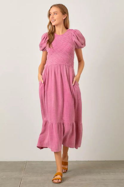 Elle W Dress in Pink- Misses and Plus (M-L,1X-3X)