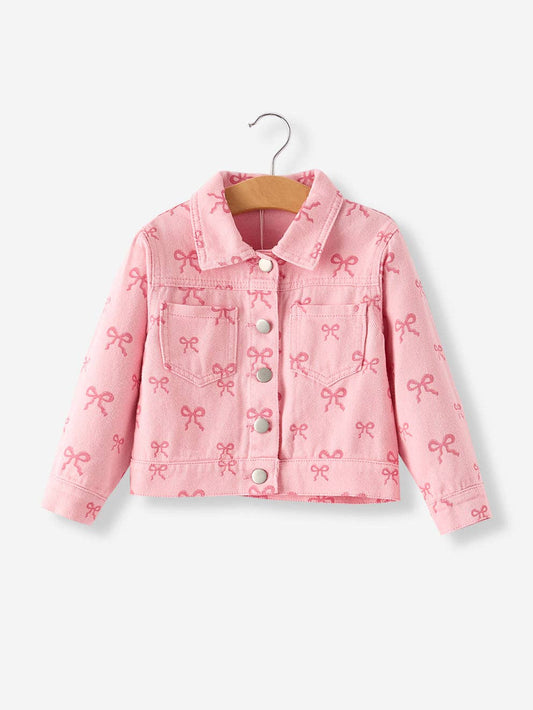 Bow Denim Jacket in Pink- Girls (2-7)