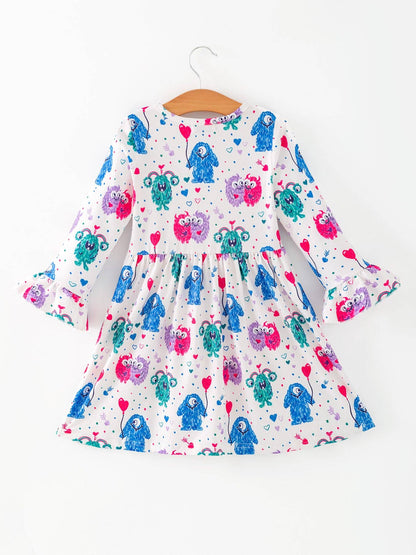 Colorful Monster Dress in Multi- Girls (2-7)