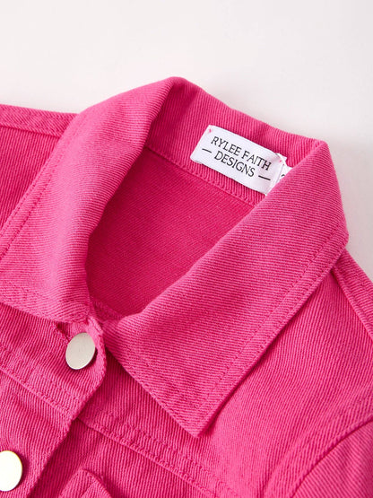 Fall Denim Jacket in Hot Pink- Girls (2-8/9)