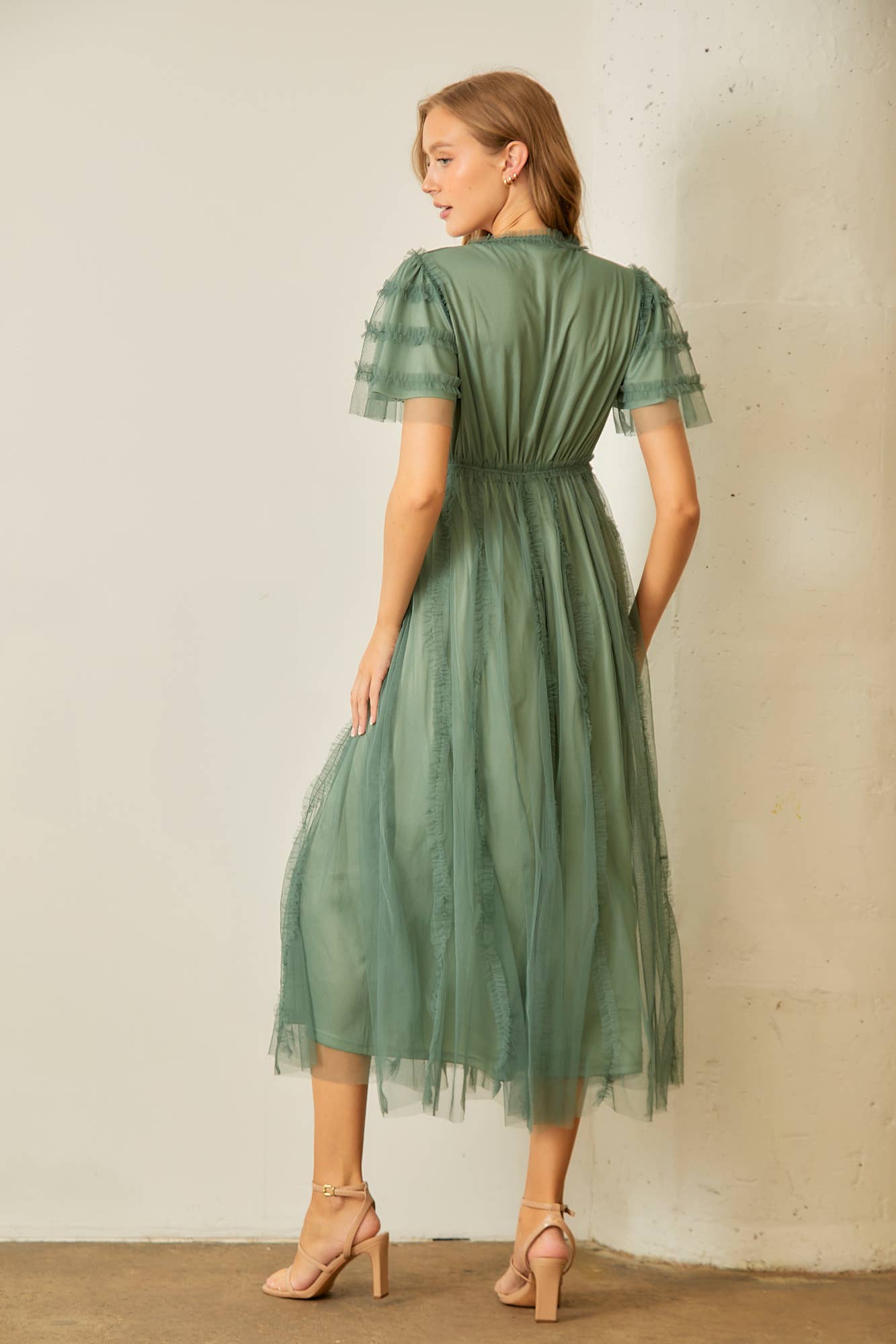 Regency Dress in Dusty Teal- Misses and Plus (S-L, 2X-3X)