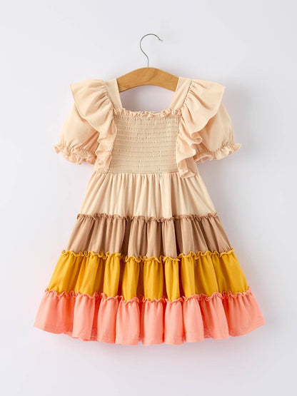 Bohemian Dress in Tan- Girls (2-7)
