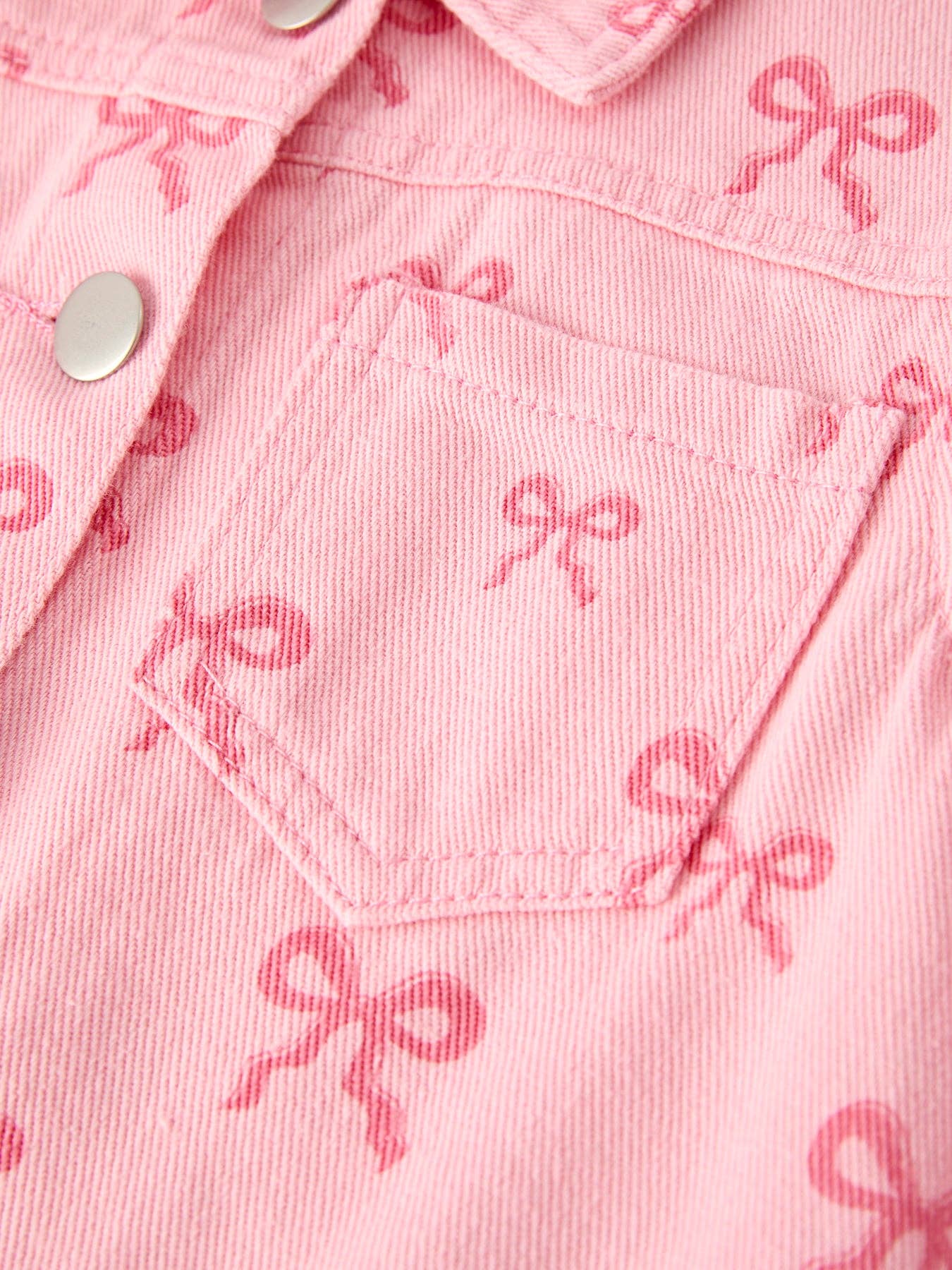 Bow Denim Jacket in Pink- Girls (2-7)