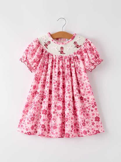 Boots Smocking Dress in Pink- Girls (2-7)