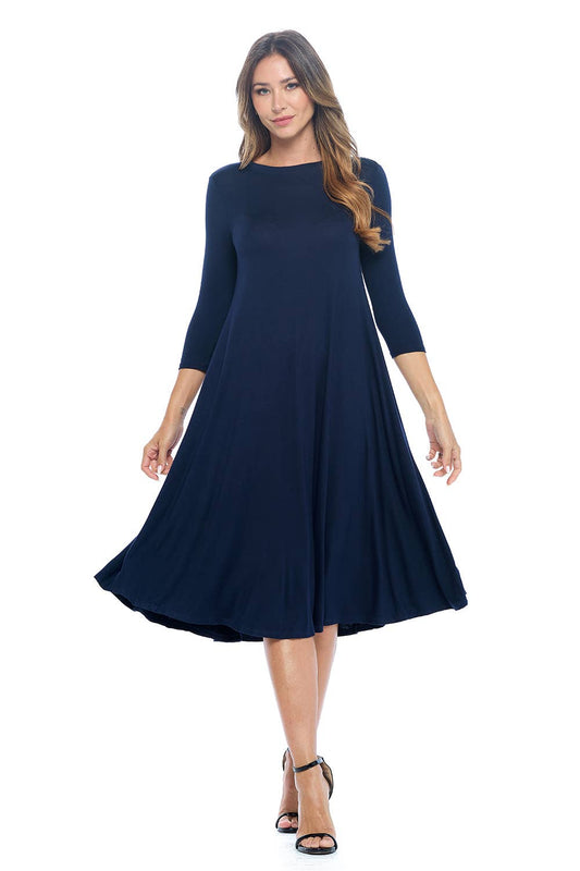 Swing Trapeze Dress in Navy- Misses (M-XL)