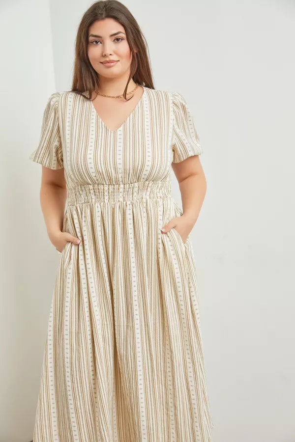 Siena Dress in Natural- Plus (1X-3X)