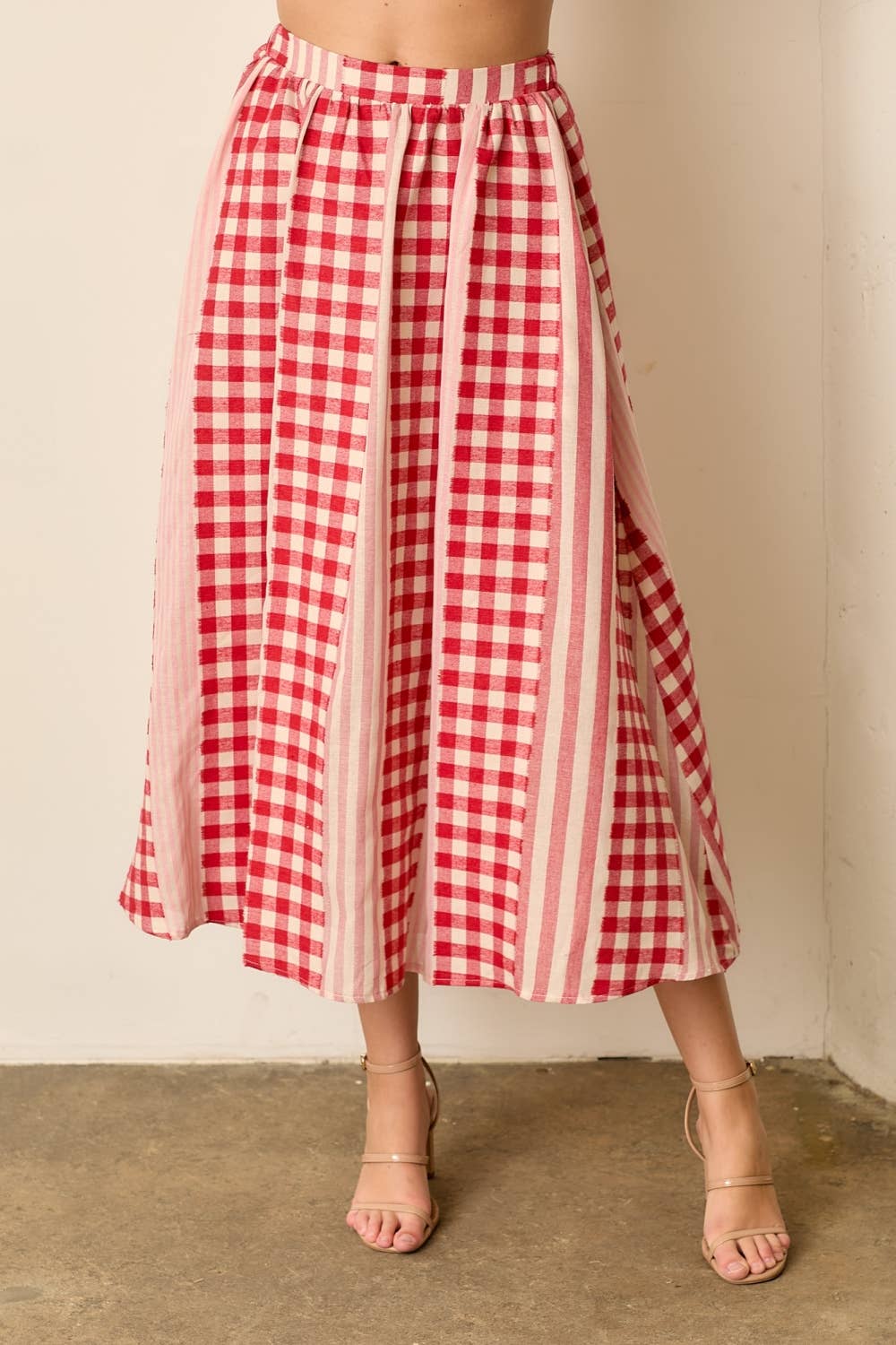 Poppy Skirt in Red/Ivory- Plus (1X-3X)