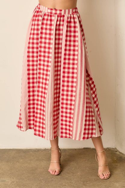 Poppy Skirt in Red/Ivory- Plus (1X-3X)