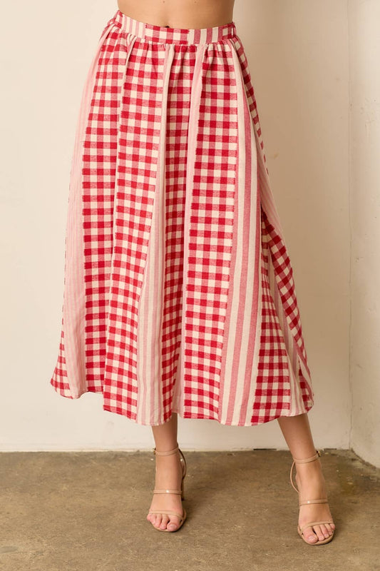 Poppy Skirt in Red/Ivory- Plus (1X-3X)