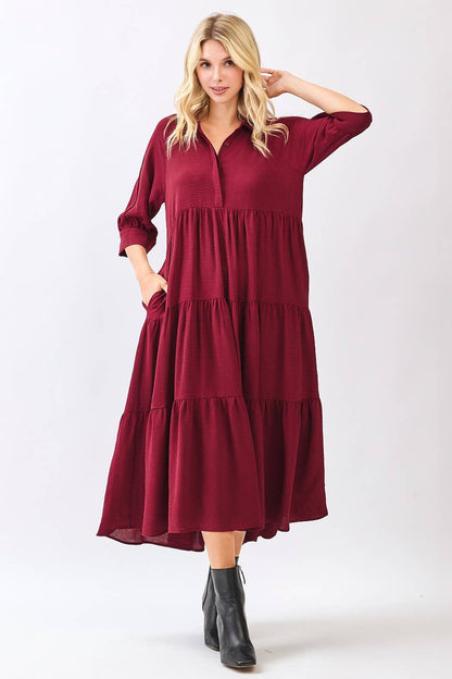 Soraya Dress in Port- Misses (S-L)