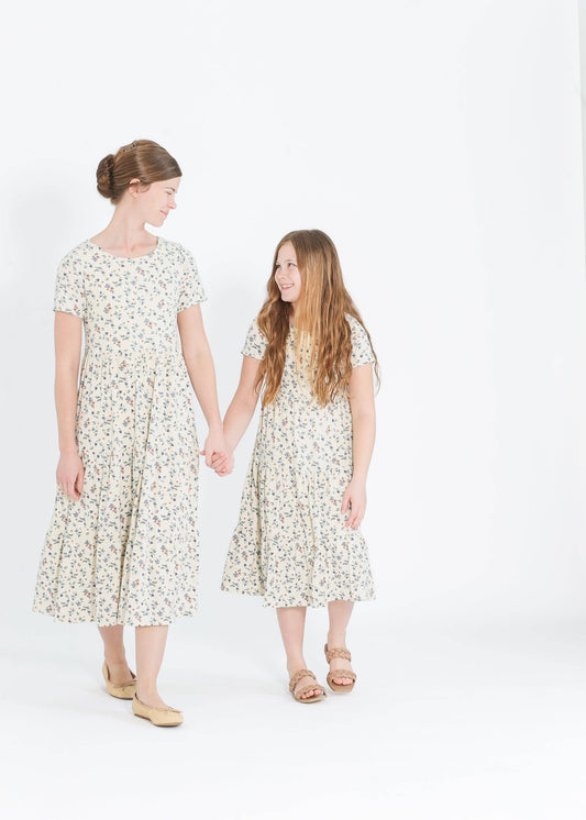 Melanie Midi Dress in Multi Floral- Girls (XS 5/6)