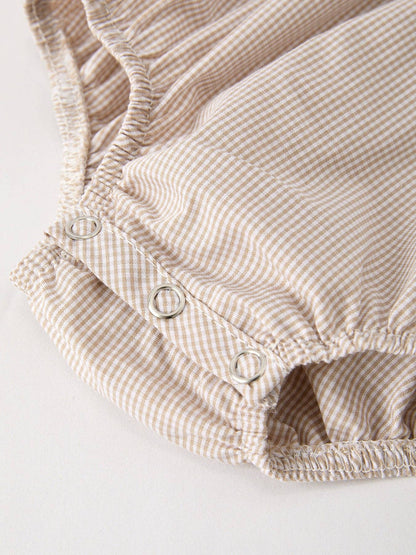 Pumpkin Patch Smocked Romper in Tan- Infant Girls (3M-18M)