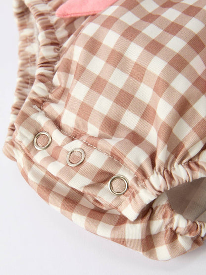 Gingerbread and Bows Romper in Brown- Infant Girls (3M-18M)