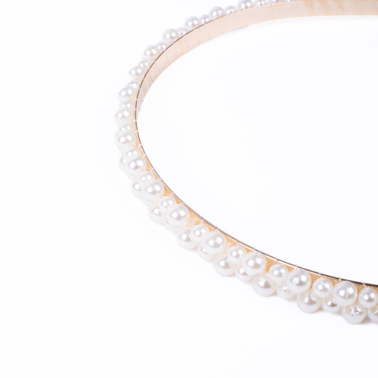 Classic Faux Slim Tiara Headband in Pearl- Accessories