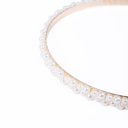Classic Faux Slim Tiara Headband in Pearl- Accessories