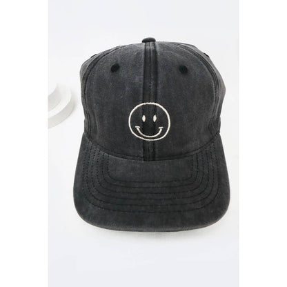 Smile Face Baseball Cap in Black- Accessories
