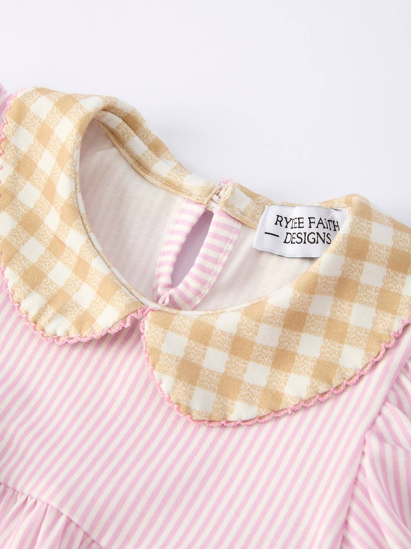 Farm Horse Bow Romper in Pink Stripes- Infant Girls (3M-18M)