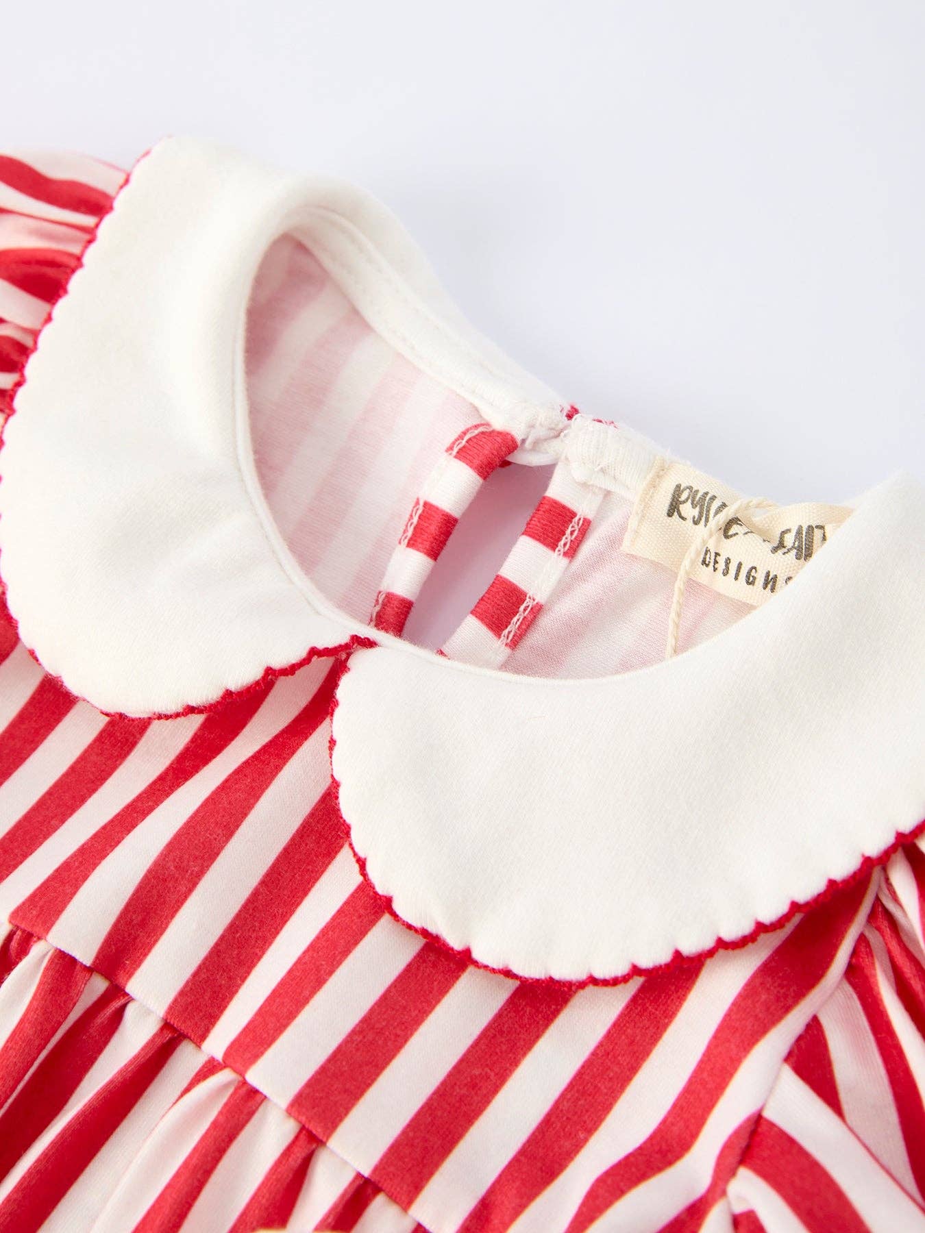 Lovey Romper in Red & White Stripes- Infant Girls (3M-18M)