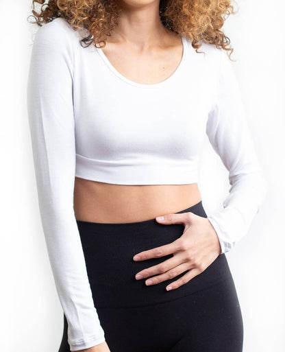 Long Sleeve Halftee in White- Plus (1X,3X,4X)