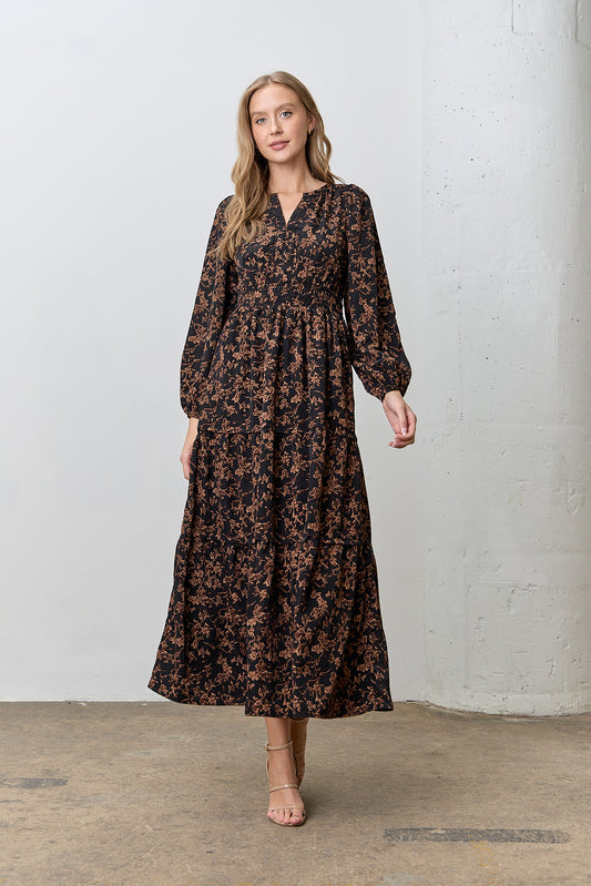 Merrin Dress in Black Multi- Misses and Plus (S-3X)