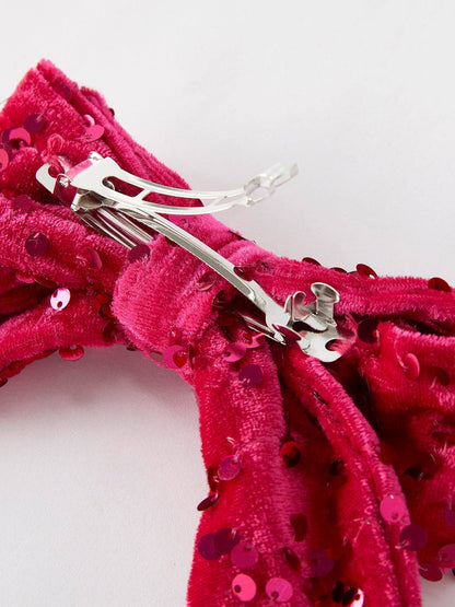 Girls Sequin Bow in Hot Pink- Accessories