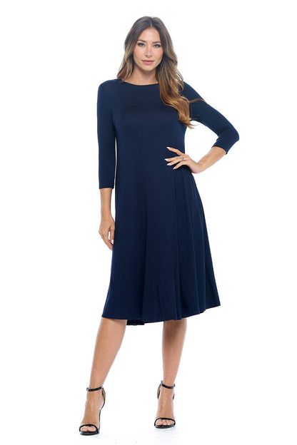 Swing Trapeze Dress in Navy- Misses (M-XL)