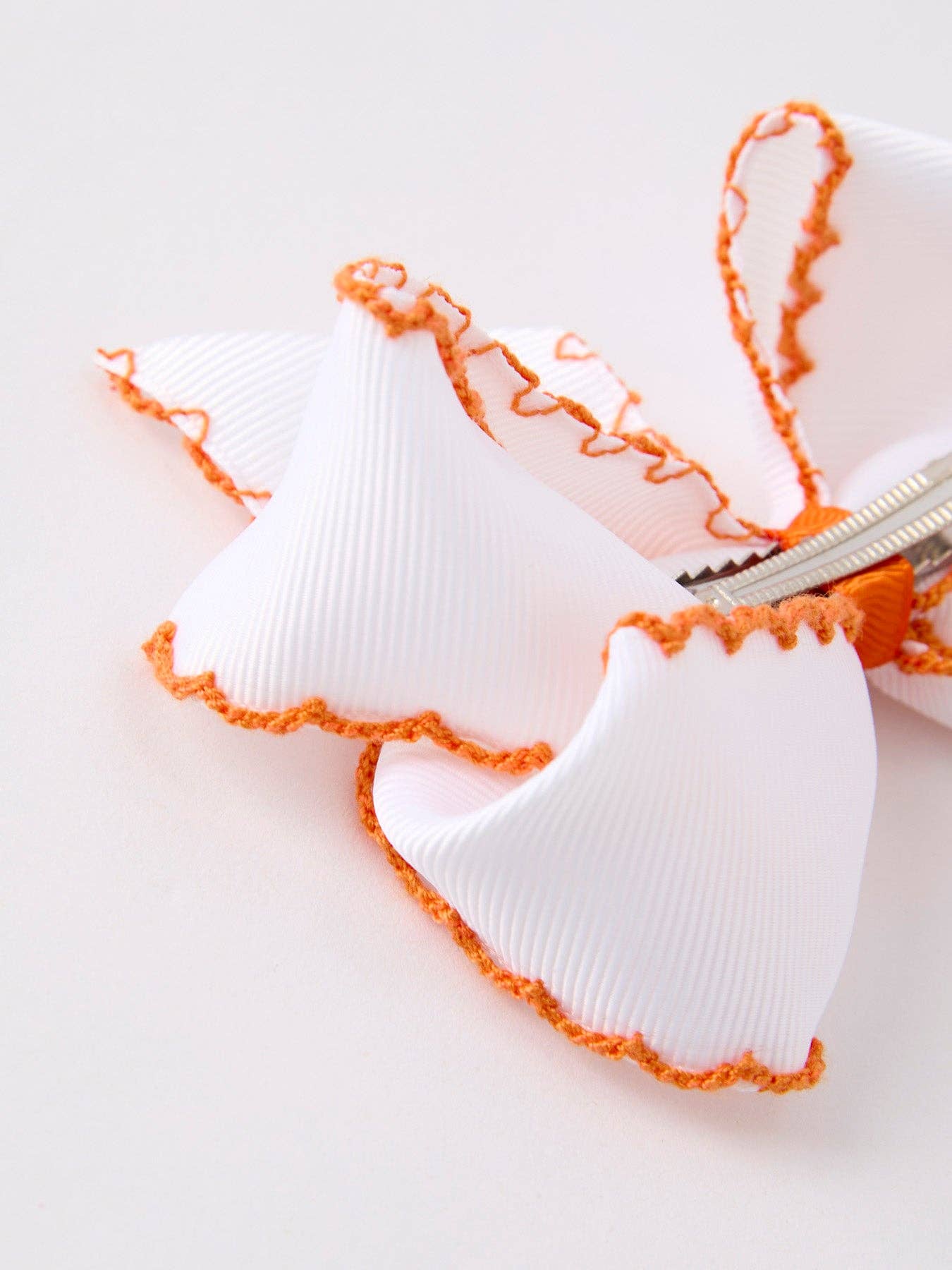Pumpkin Bow Hairpin in White/Orange- Hair Accessories