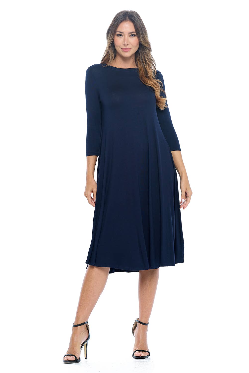 Swing Trapeze Dress in Navy- Misses (M-XL)