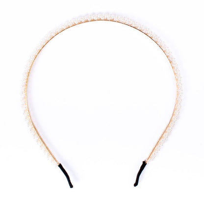 Faux White Decor Tiara Headband in Pearl- Accessories