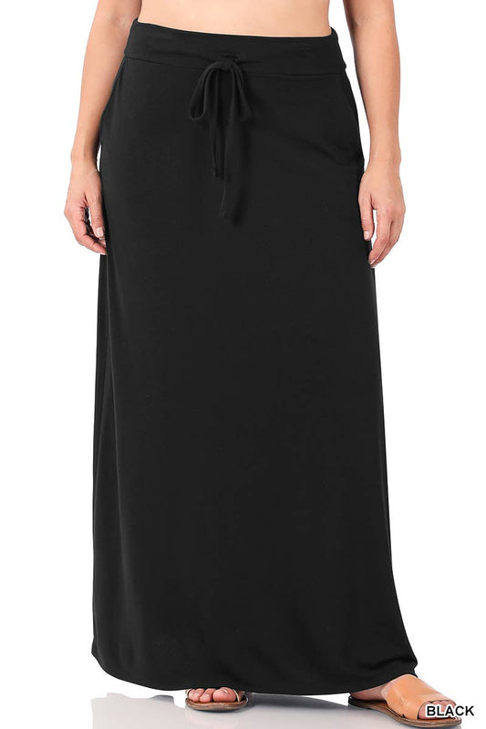 Maddie Maxi Skirt in Black- Plus (1X-3X)