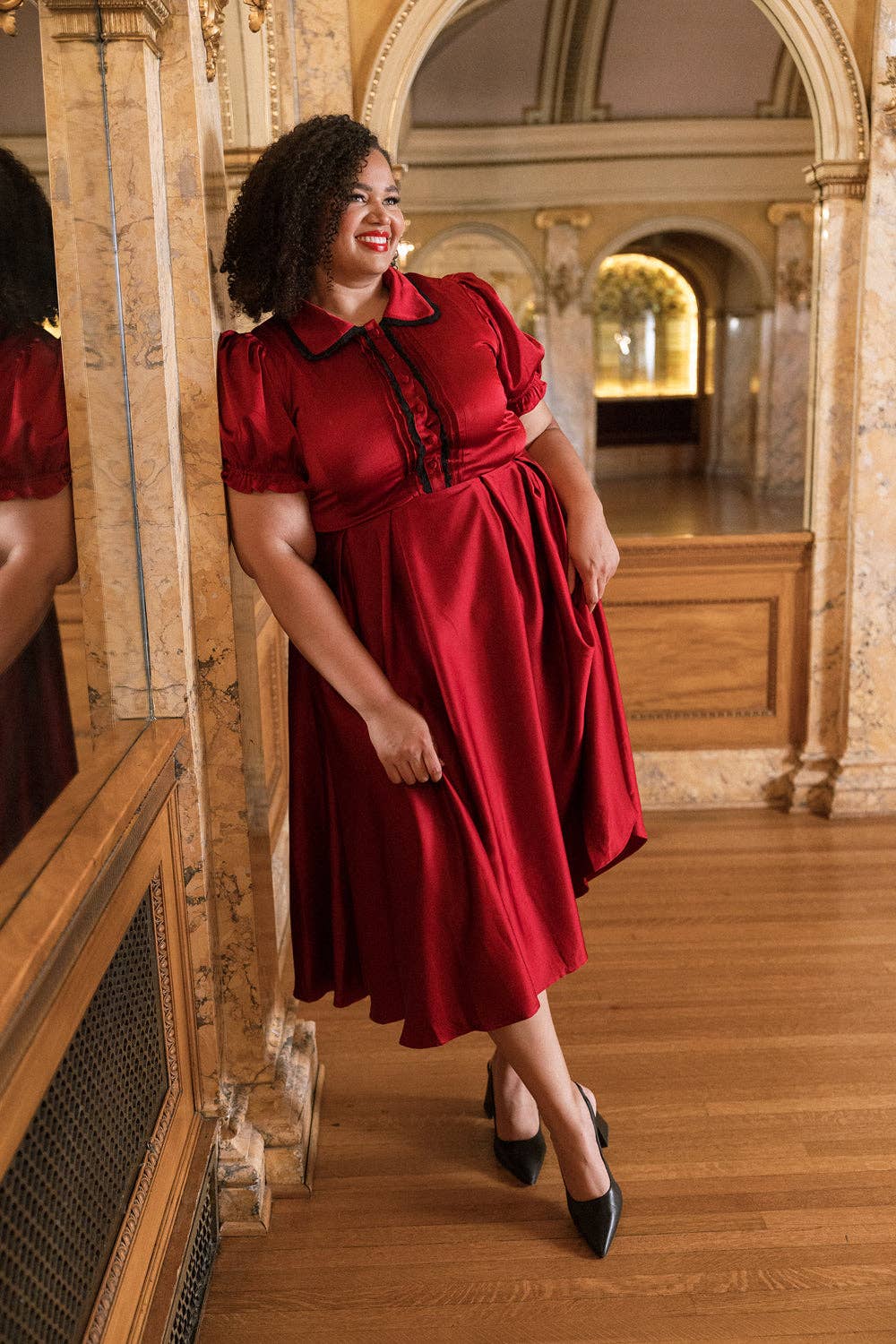 *PREORDER* Sophia Dress in Garnet- Misses and Plus (0-22W)
