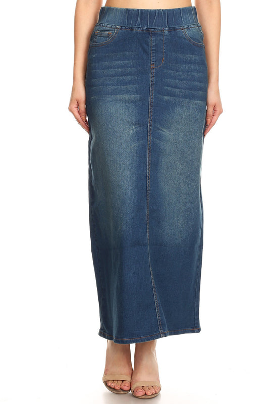 Ashleigh Maxi Denim Skirt in Vintage Wash- Misses & Plus (XS-M, 1X, 2X)
