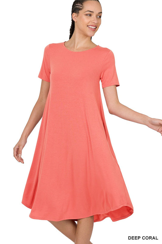 Lexi Dress in Deep Coral- Misses and Plus (S-3XL)